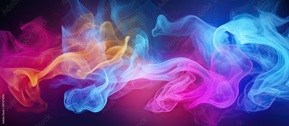 Obraz premium A vibrant display of multi colored smoke fills the copy space image