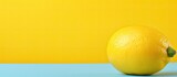 A vibrant organic lemon with its vibrant yellow color stands out as a fresh and juicy piece of fruit in a copy space image