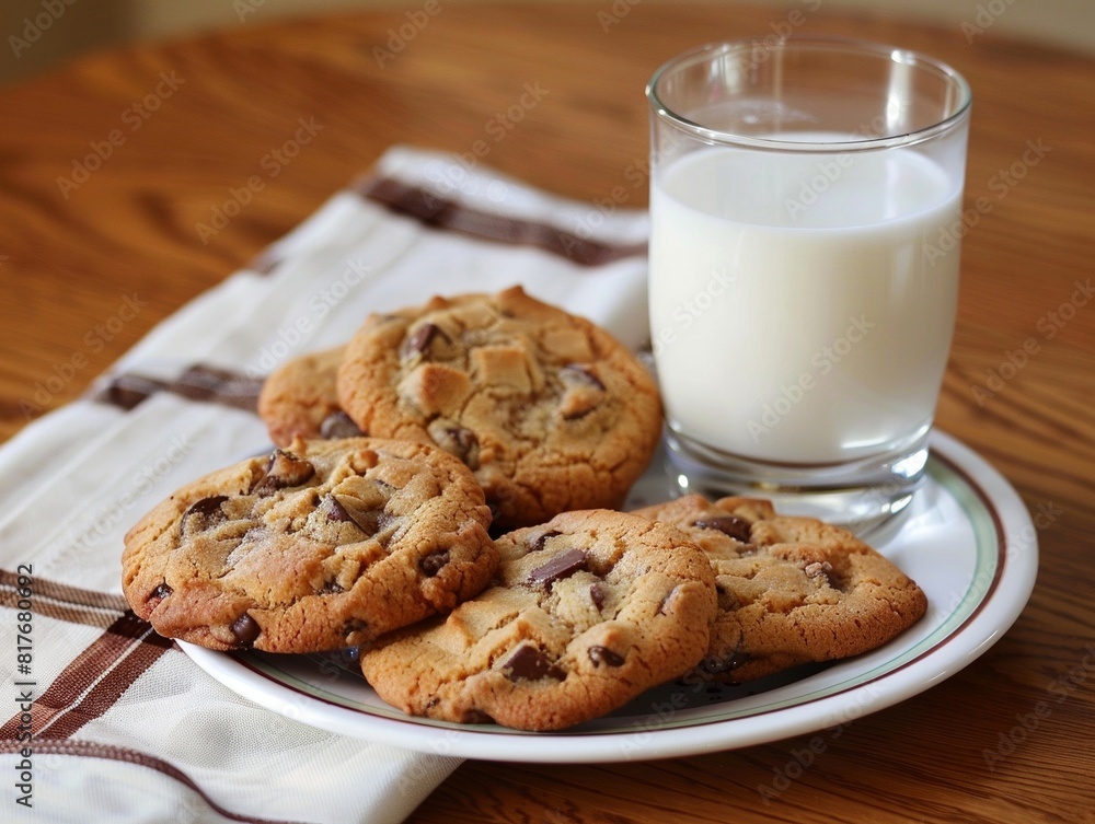 Delicious Plate of Cookies with Milk Delicious Plate of Cookies with Milk