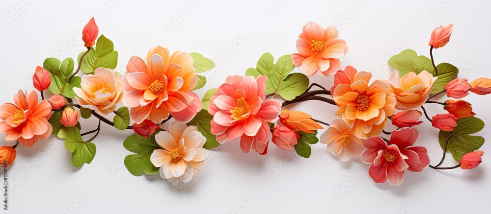 custom made wallpaper toronto digitalIsolated flowers and leaves on a white background creating a copy space image