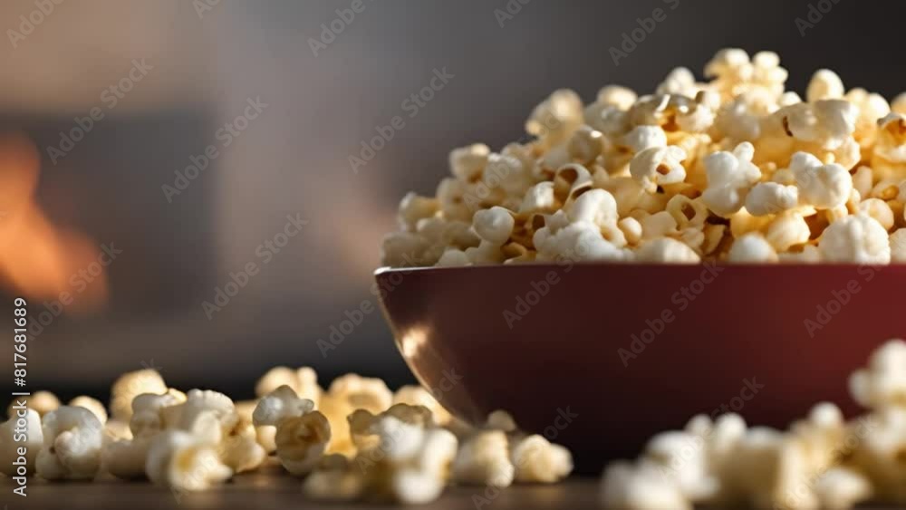 A bowl of popcorn. Evening cozy watching a movie or TV series at home A bowl of popcorn. Evening cozy watching a movie or TV series at home