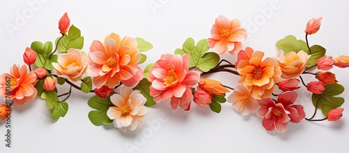 Wallpaper Mural Isolated flowers and leaves on a white background creating a copy space image Torontodigital.ca