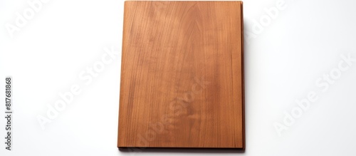 A copy space image of a wooden menu placed on a plain white background