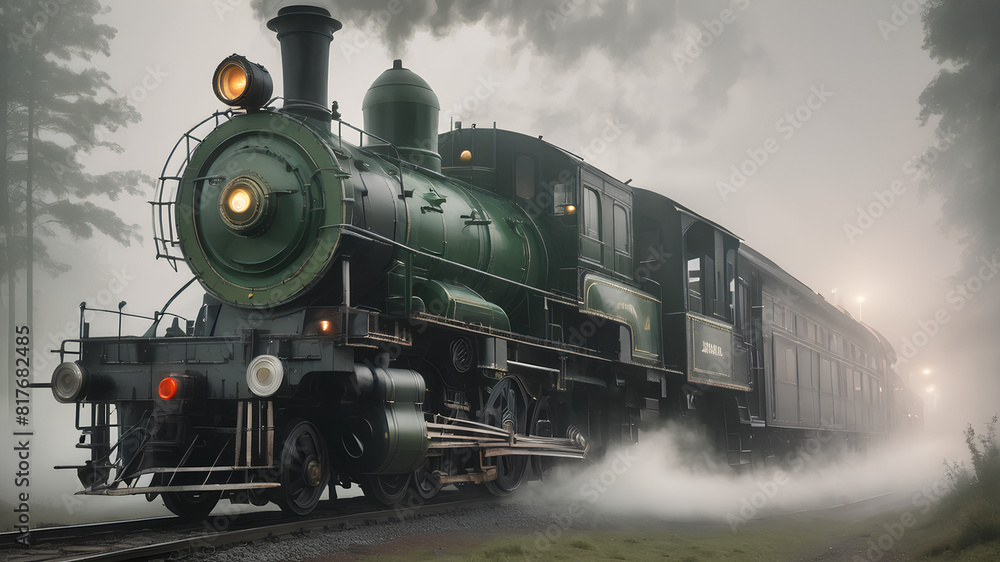 Naklejka premium AI image generate steam train