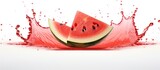 Text can be added to a white background copy space image featuring sliced watermelon
