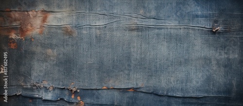 A copy space image of distressed denim jeans with a textured background