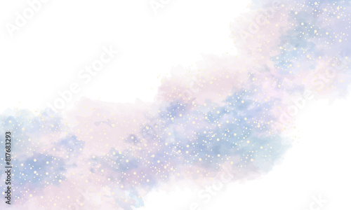 白い背景に輝く天の川のイラスト（横長サイズ）