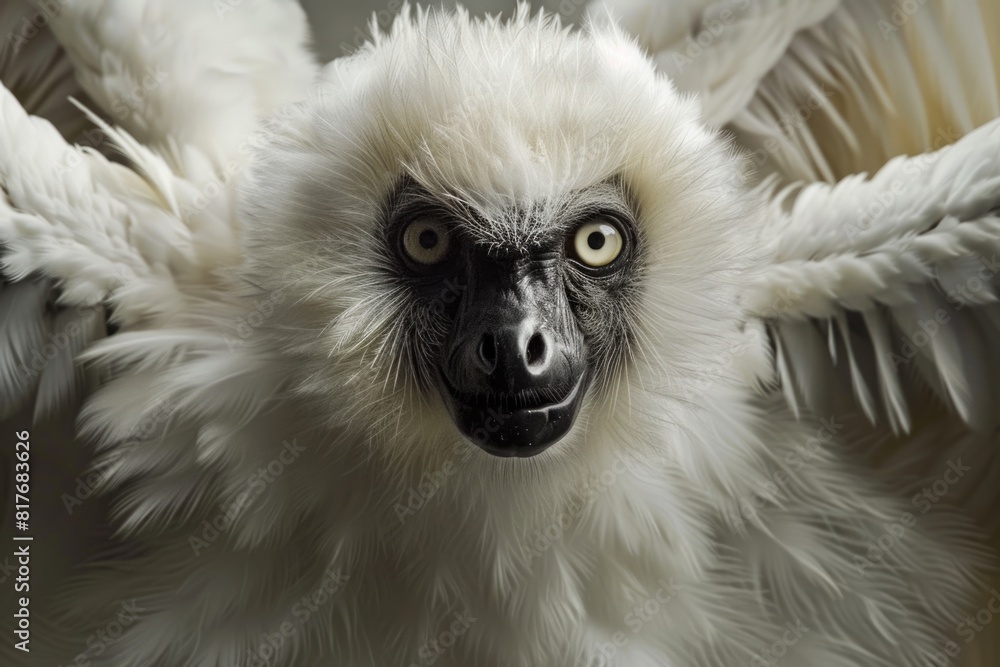 Close up of a monkey with wings spread, suitable for various design projects Close up of a monkey with wings spread, suitable for various design projects