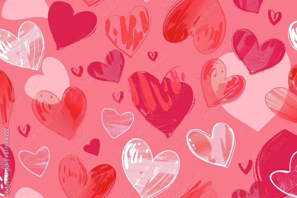 Abstract seamless geometric pattern with hearts in pink colors. Cute background - Valentines day design. Beautiful simple AI generated image in 4K, unique. Abstract seamless geometric pattern with hearts in pink colors. Cute background - Valentines day design. Beautiful simple AI generated image in 4K, unique.