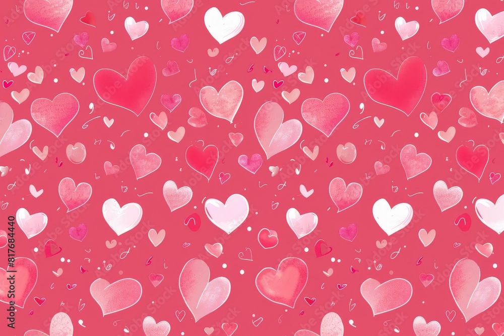 Abstract seamless geometric pattern with hearts in pink colors. Cute background - Valentines day design. Beautiful simple AI generated image in 4K, unique. Abstract seamless geometric pattern with hearts in pink colors. Cute background - Valentines day design. Beautiful simple AI generated image in 4K, unique.