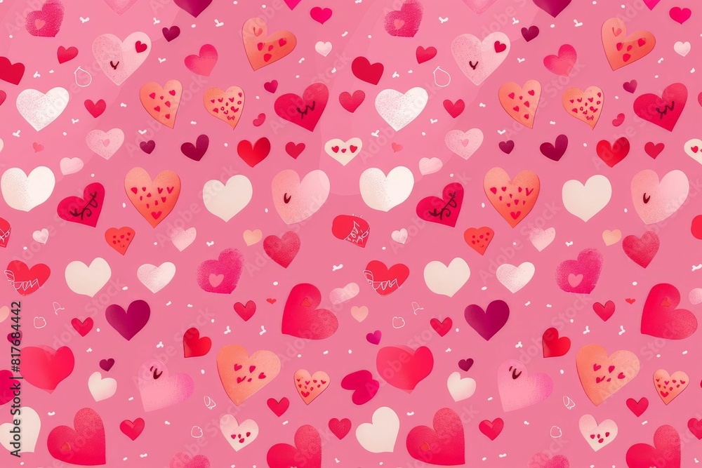 Abstract seamless geometric pattern with hearts in pink colors. Cute background - Valentines day design. Beautiful simple AI generated image in 4K, unique. Abstract seamless geometric pattern with hearts in pink colors. Cute background - Valentines day design. Beautiful simple AI generated image in 4K, unique.