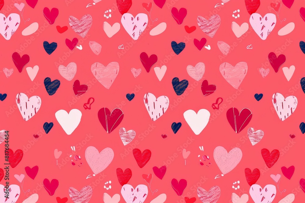 Abstract seamless geometric pattern with hearts in pink colors. Cute background - Valentines day design. Beautiful simple AI generated image in 4K, unique. Abstract seamless geometric pattern with hearts in pink colors. Cute background - Valentines day design. Beautiful simple AI generated image in 4K, unique.