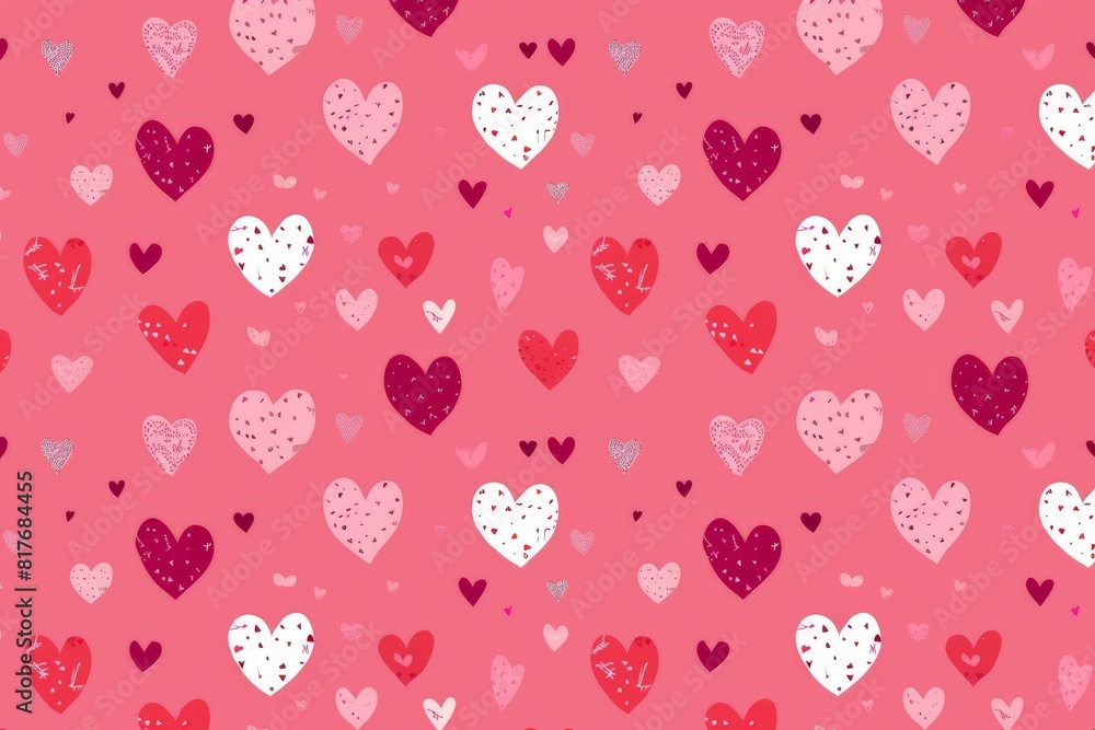 Abstract seamless geometric pattern with hearts in pink colors. Cute background - Valentines day design. Beautiful simple AI generated image in 4K, unique. Abstract seamless geometric pattern with hearts in pink colors. Cute background - Valentines day design. Beautiful simple AI generated image in 4K, unique.