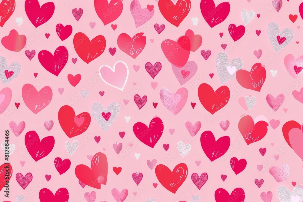 Abstract seamless geometric pattern with hearts in pink colors. Cute background - Valentines day design. Beautiful simple AI generated image in 4K, unique. Abstract seamless geometric pattern with hearts in pink colors. Cute background - Valentines day design. Beautiful simple AI generated image in 4K, unique.
