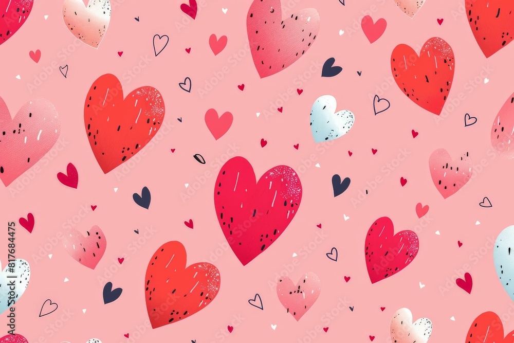 Abstract seamless geometric pattern with hearts in pink colors. Cute background - Valentines day design. Beautiful simple AI generated image in 4K, unique. Abstract seamless geometric pattern with hearts in pink colors. Cute background - Valentines day design. Beautiful simple AI generated image in 4K, unique.