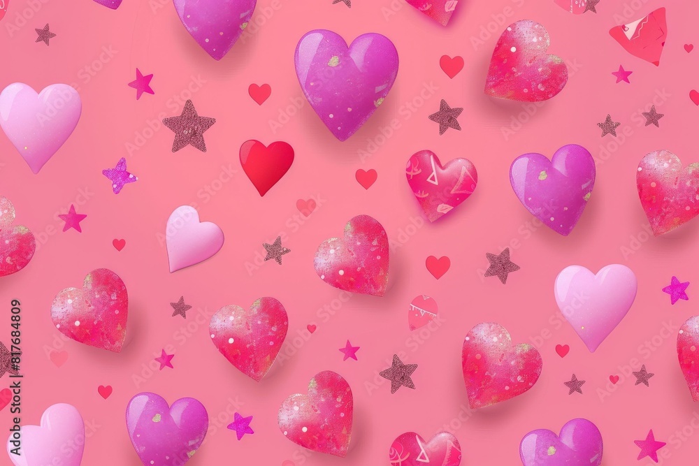 Abstract seamless geometric pattern with hearts in pink colors. Cute background - Valentines day design. Beautiful simple AI generated image in 4K, unique. Abstract seamless geometric pattern with hearts in pink colors. Cute background - Valentines day design. Beautiful simple AI generated image in 4K, unique.