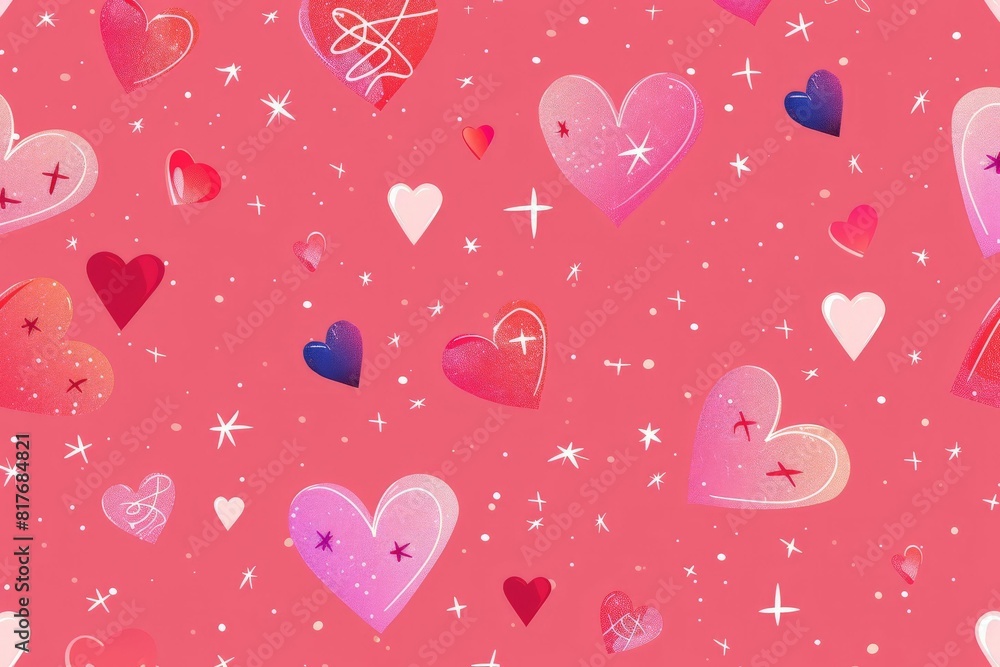 Abstract seamless geometric pattern with hearts in pink colors. Cute background - Valentines day design. Beautiful simple AI generated image in 4K, unique. Abstract seamless geometric pattern with hearts in pink colors. Cute background - Valentines day design. Beautiful simple AI generated image in 4K, unique.