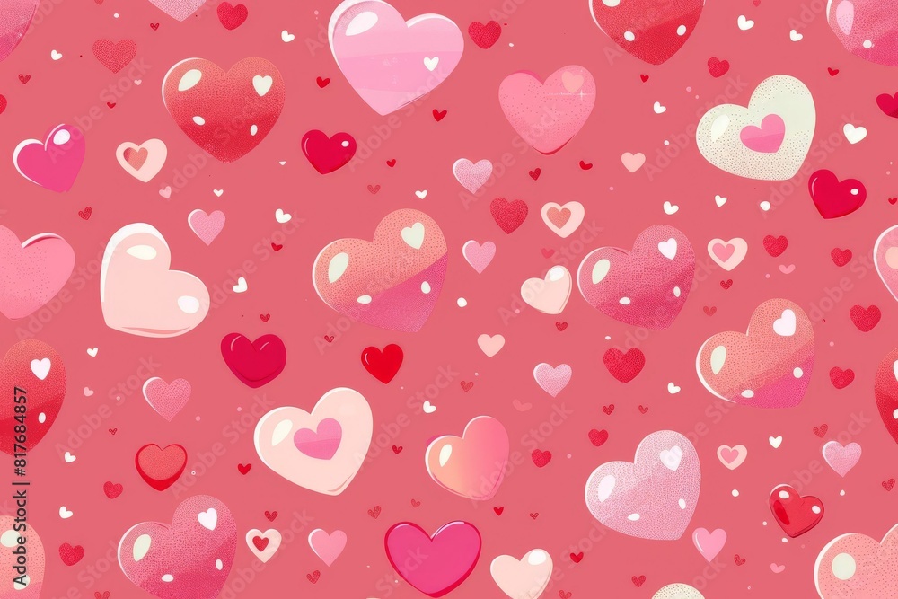 Abstract seamless geometric pattern with hearts in pink colors. Cute background - Valentines day design. Beautiful simple AI generated image in 4K, unique. Abstract seamless geometric pattern with hearts in pink colors. Cute background - Valentines day design. Beautiful simple AI generated image in 4K, unique.