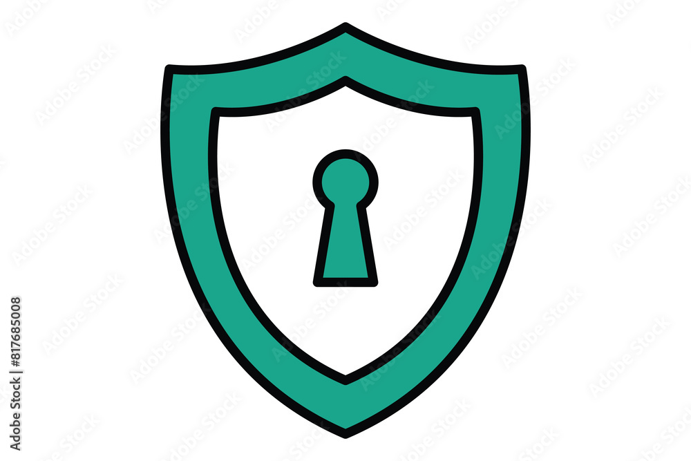 anti virus icon. shield with key. icon related to information technology. flat line icon style. technology element vector illustration anti virus icon. shield with key. icon related to information technology. flat line icon style. technology element vector illustration