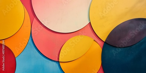 Numerous vibrant circles painted in various sizes on a white wall