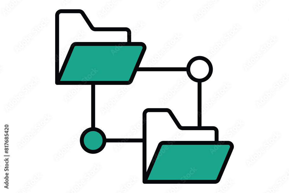 Fototapeta premium network folder icon. icon related to information technology. flat line icon style. technology element vector illustration
