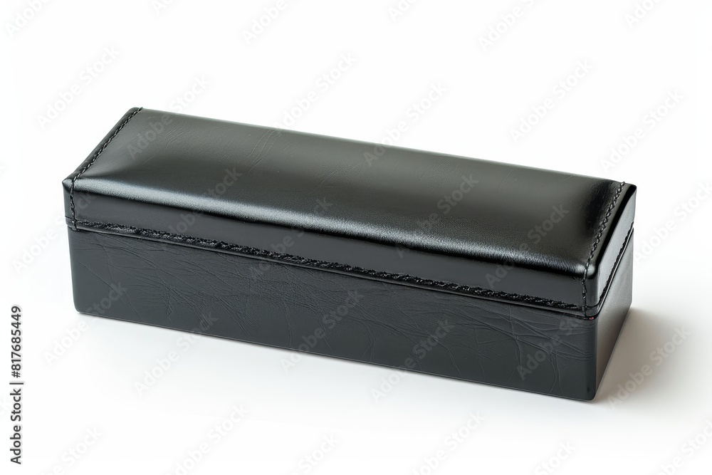 Fototapeta premium Black leather glasses case isolated on white background