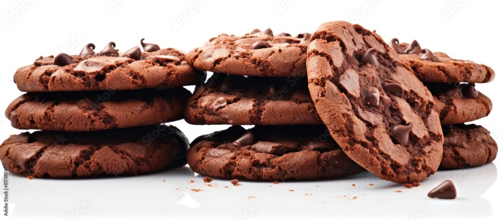 A copy space image of chocolate cookies against a white background A copy space image of chocolate cookies against a white background