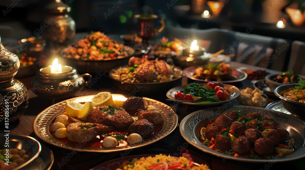 Close up of a food and meze during traditional Close up of a food and meze during traditional