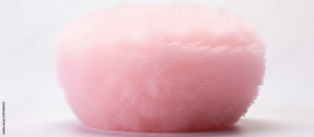 Copy space image of a solitary soft pink bath puff or sponge against a white background Copy space image of a solitary soft pink bath puff or sponge against a white background