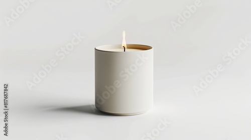 Wallpaper Mural Minimalist White Candle Mockup with Cylindrical Shape for Spa and Relaxation Copyspace Torontodigital.ca