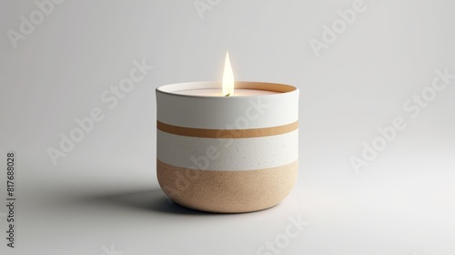 Wallpaper Mural Modern Beige Candle Mockup with Striped Design for Spa and Relaxation Copyspace Torontodigital.ca