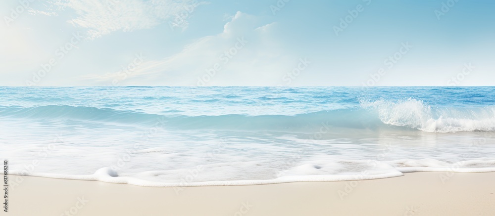 The sandy beach and tropical sea create a soft wave serving as the backdrop for this beautiful copy space image