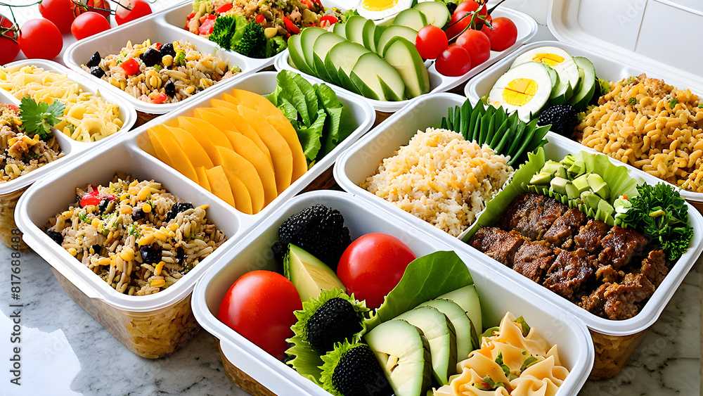 Healthy lunch box, catering for lunch, lunch box, ai generated Healthy lunch box, catering for lunch, lunch box, ai generated