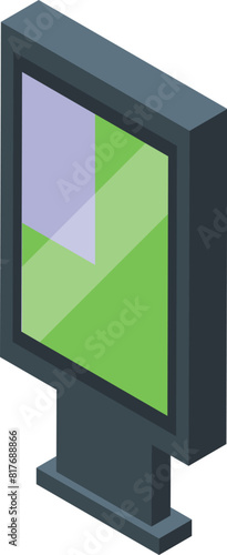 Detailed isometric vector illustration of a modern 3d rectangular billboard advertising display with blank empty space for outdoor marketing and promotion in the urban city landscape