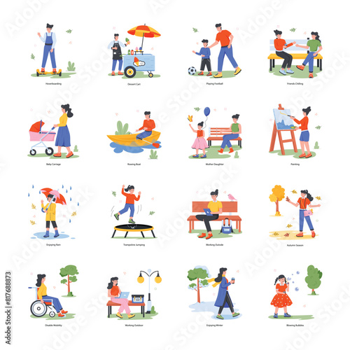 Pack of Outdoor Adventures Flat Illustrations  

