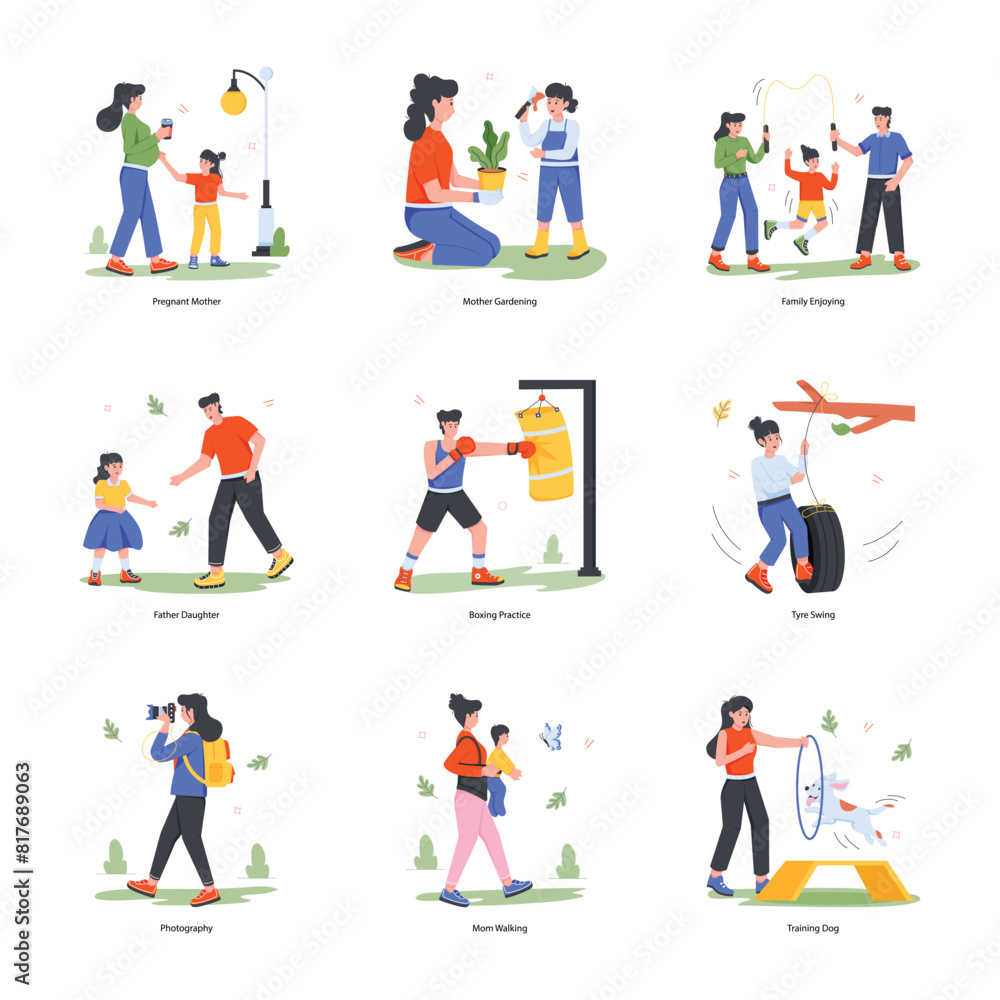 Modern Pack of Outdoor Activities Flat Illustrations
Modern Pack of Outdoor Activities Flat Illustrations