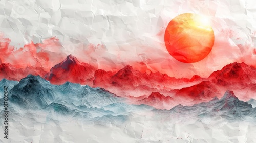 Craft a digital artwork featuring abstract shapes and patterns overlaid photo