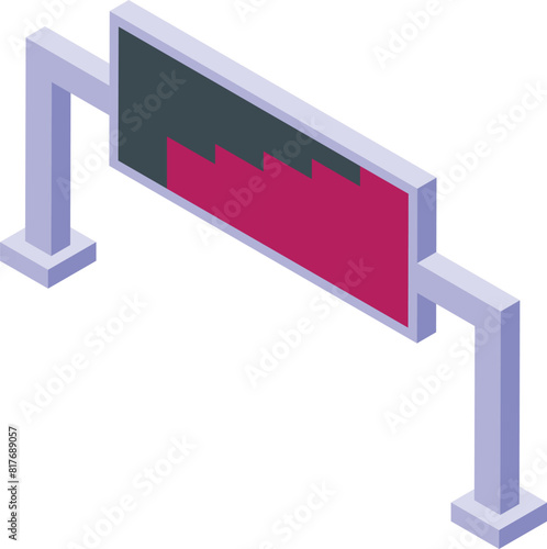 Vector illustration of a threedimensional barrier with a red and black banner indicating closure