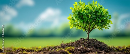 Tree Growth Background, Symbolizing Renewal and Sustainability for World Environment Day Concept 