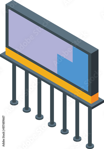 Vector graphic of a 3d isometric billboard supported by pillars in a modern design
