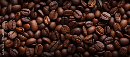 A copy space image featuring a background of roasted coffee beans
