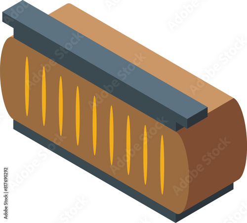 Detailed isometric graphic of a classic harmonica, perfect for musicrelated designs