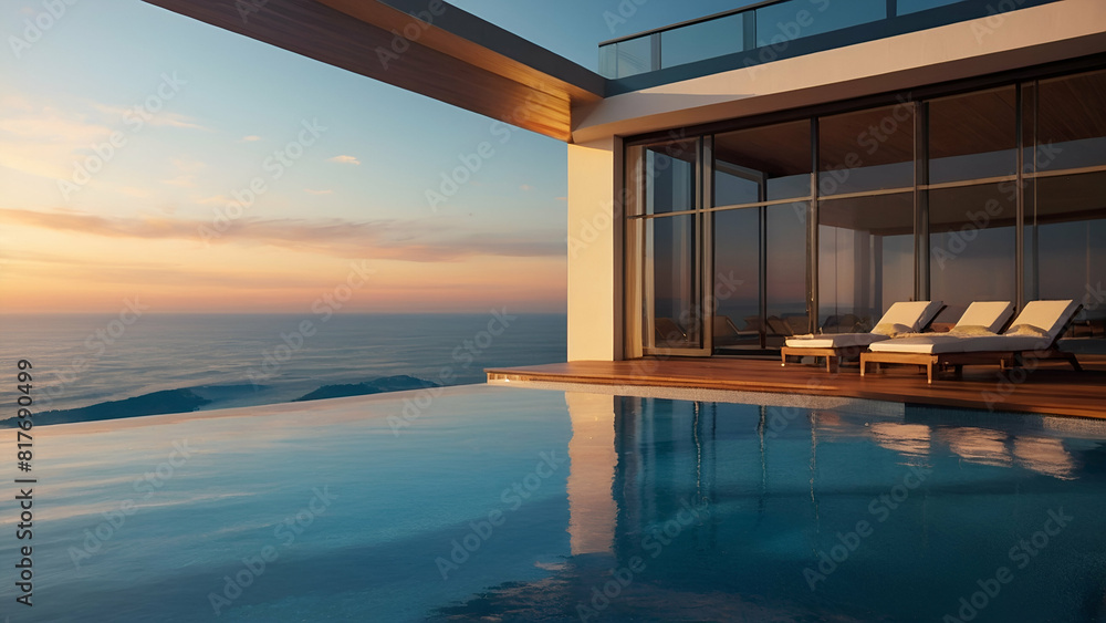 stylish infinity pool seamlessly blending with the ocean