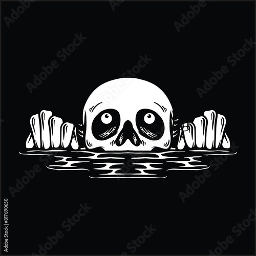 Icon of a skull drowning in water