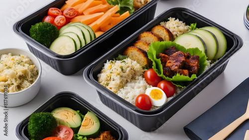Food catering box, delicious lunch box, healthy lunch box, AI generated