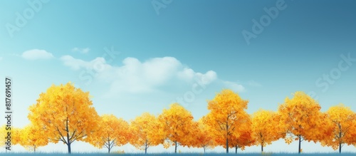 A nature concept of the fall season with copy space on a blue sky background features autumn trees photo