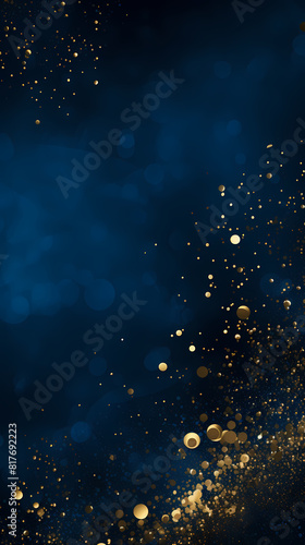 Golden glitter particles on dark background