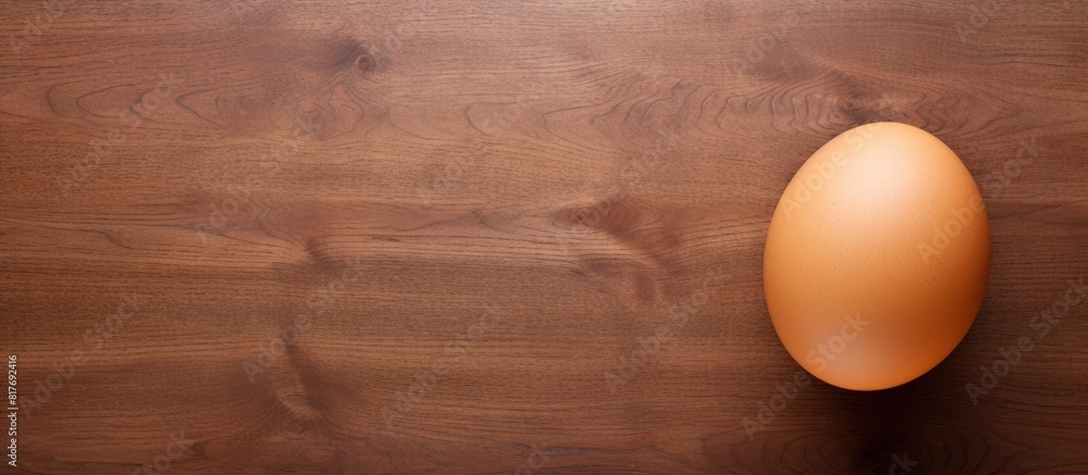 Top view of an egg placed on a table with ample copy space in the image Top view of an egg placed on a table with ample copy space in the image