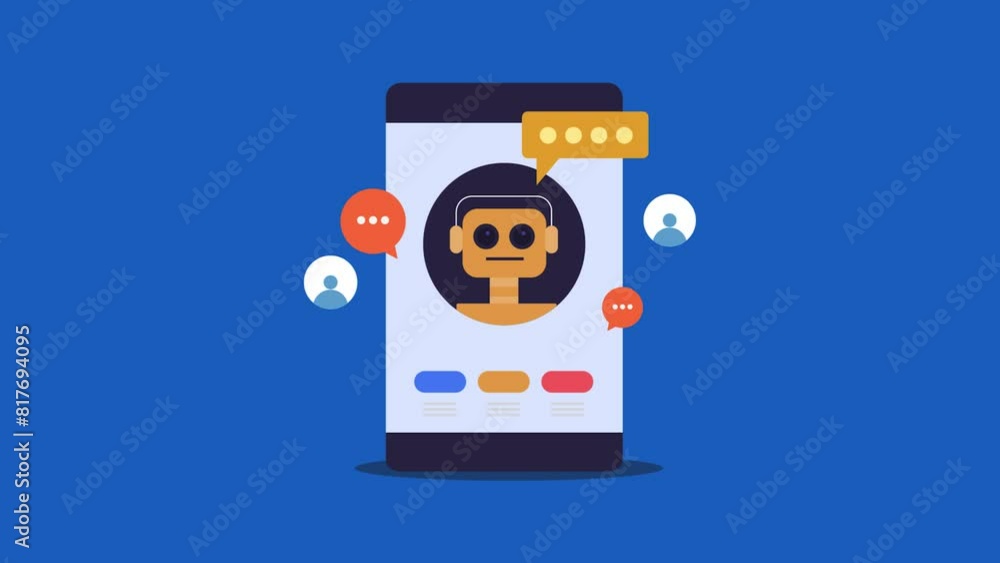 Chatbot application customer support automation service business technology mobile app concept, video animation. Chatbot application customer support automation service business technology mobile app concept, video animation.