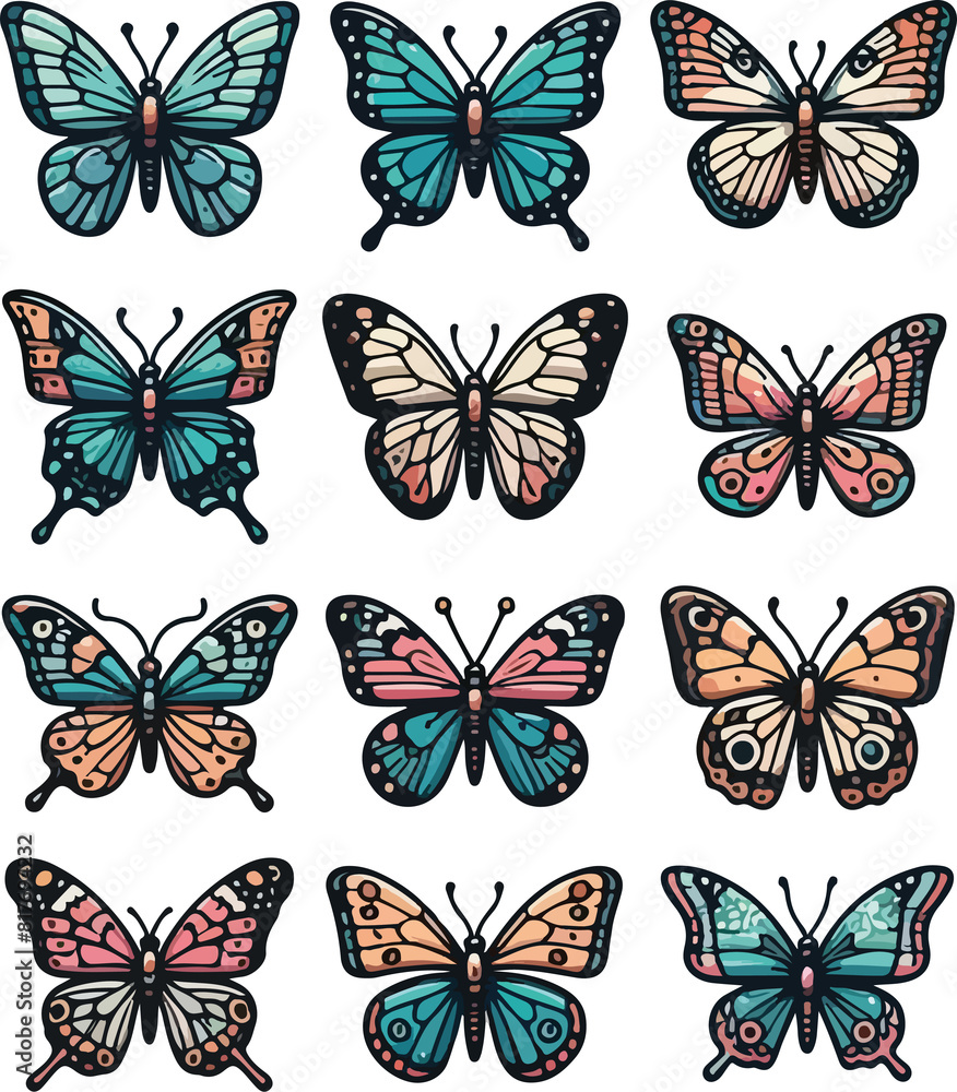 A Collection of Butterflies in Vibrant Colors (PNG with Transparent Background) A Collection of Butterflies in Vibrant Colors (PNG with Transparent Background)